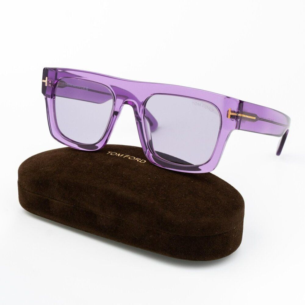 Tom Ford FAUSTO Women Sunglasses Transparent Violet Square FT0711/S 81Y